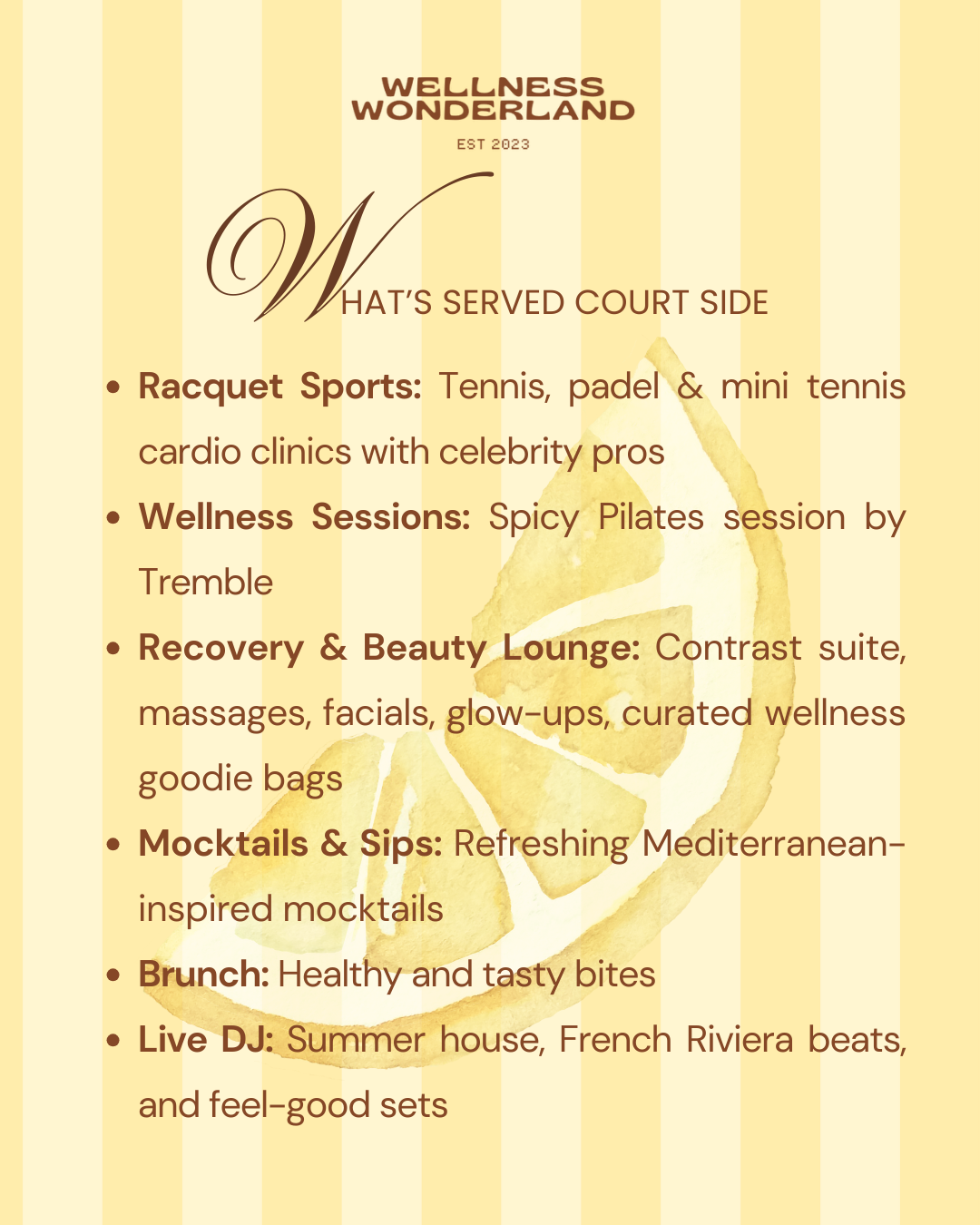 WELLNESS WONDERLAND Côte Du Court Hamptons 4th of July Racquet Retreat